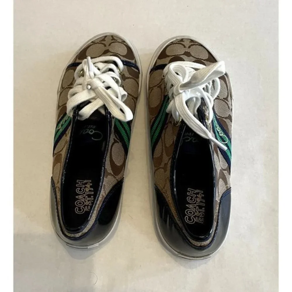 SIZE 6. COACH Folly logo canvas &‎ leather sneakers shoes.